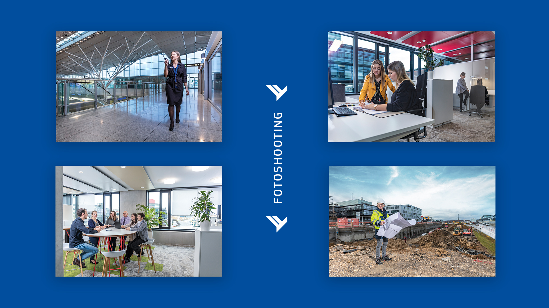 emplify Referenzprojekt Stuttgart Airport vier Bilder vom Fotoshooting